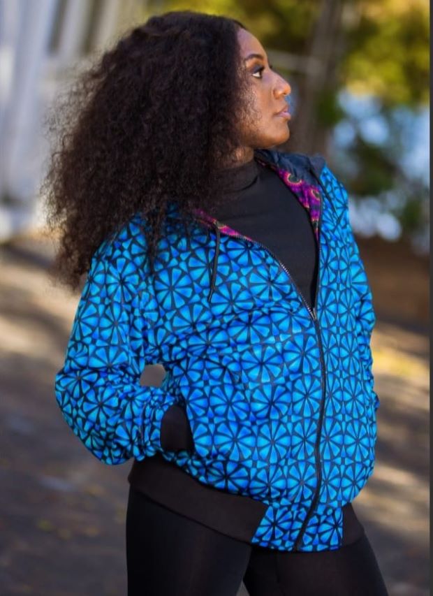 Unisex dual-sided casual jacket-Blue-Purple - Front View